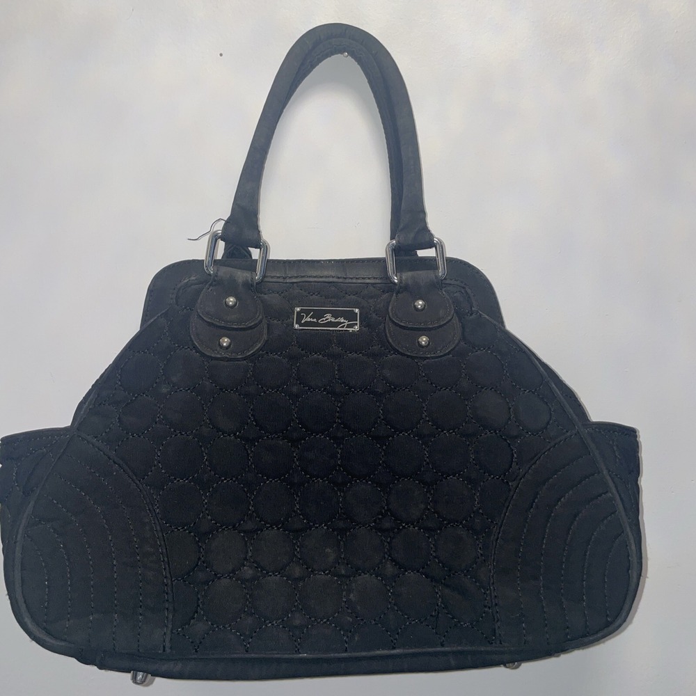 Vera Bradley Quilted Black Satchel Handbag Top Handle Purse